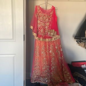 Lengha Dress (one piece) with attached cape